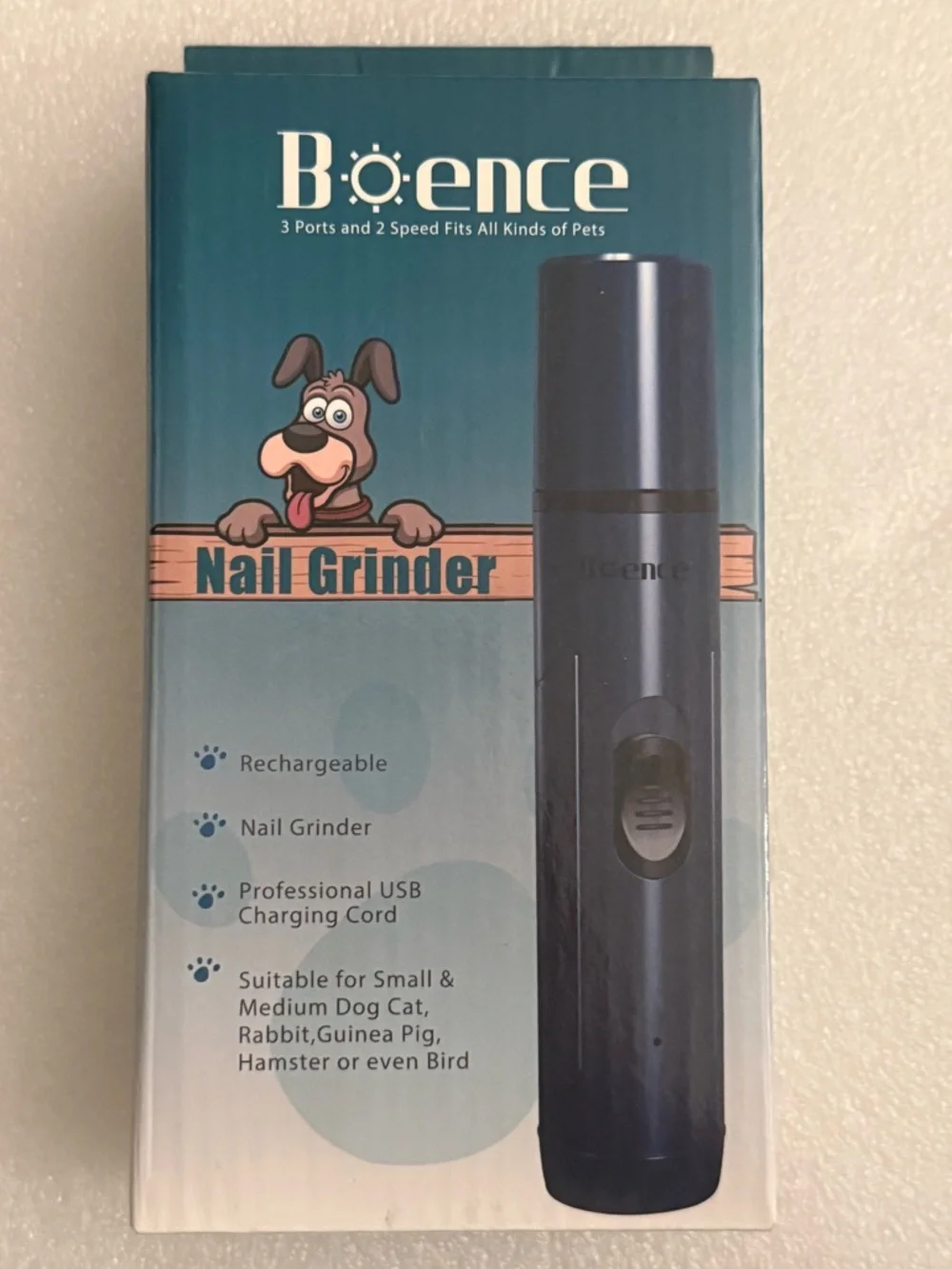 Boence Pet Nail Grinder - 2 Speed Rechargeable Grooming Tool NIB